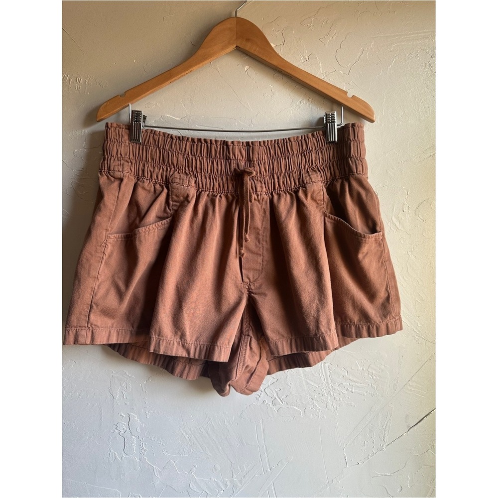 Aerie Boho Shorts Large Rust Brown 100% Cotton Pull On Elastic Waist Sz L